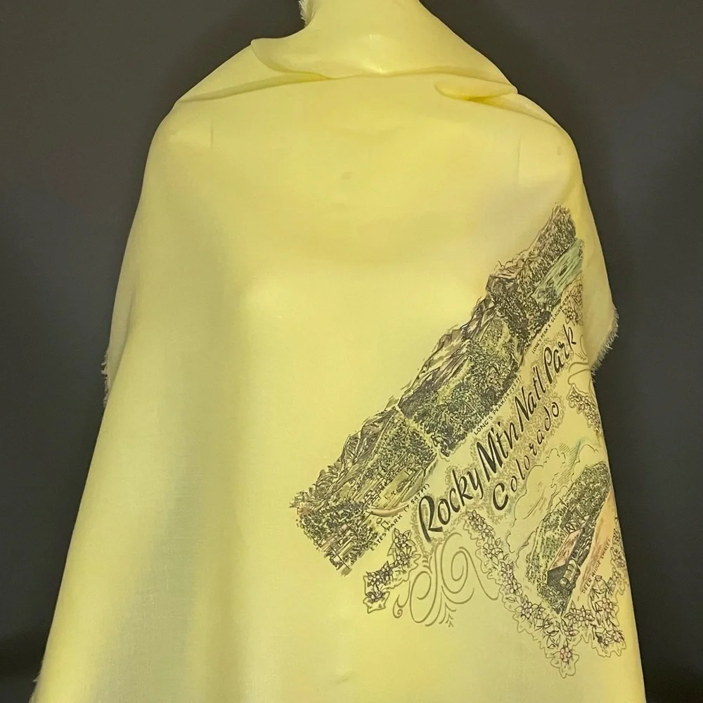 Vintage Rocky Mountain Park Souvenir Cotton Scarf 26 In Excellent Condition - Picture 8 of 9